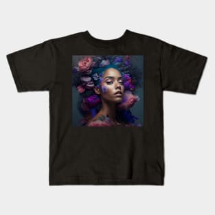 Girl with purple flowers Kids T-Shirt